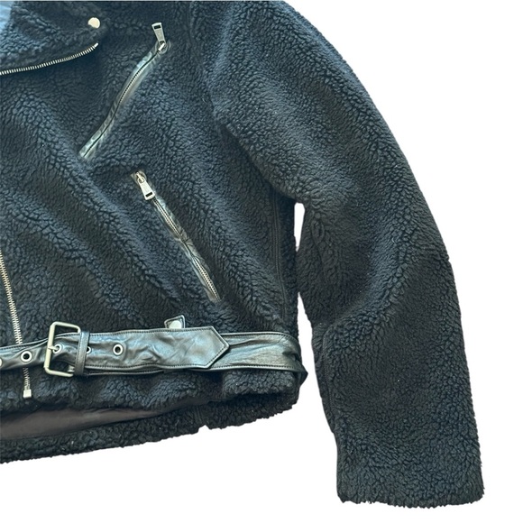 Polo Ralph Lauren Moto Jacket Women's Fleece Sherpa Biker Black - Picture 6 of 9